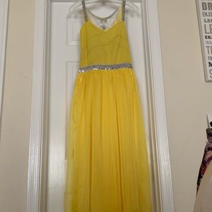 Bright Yellow Sparkly Maxi Dress